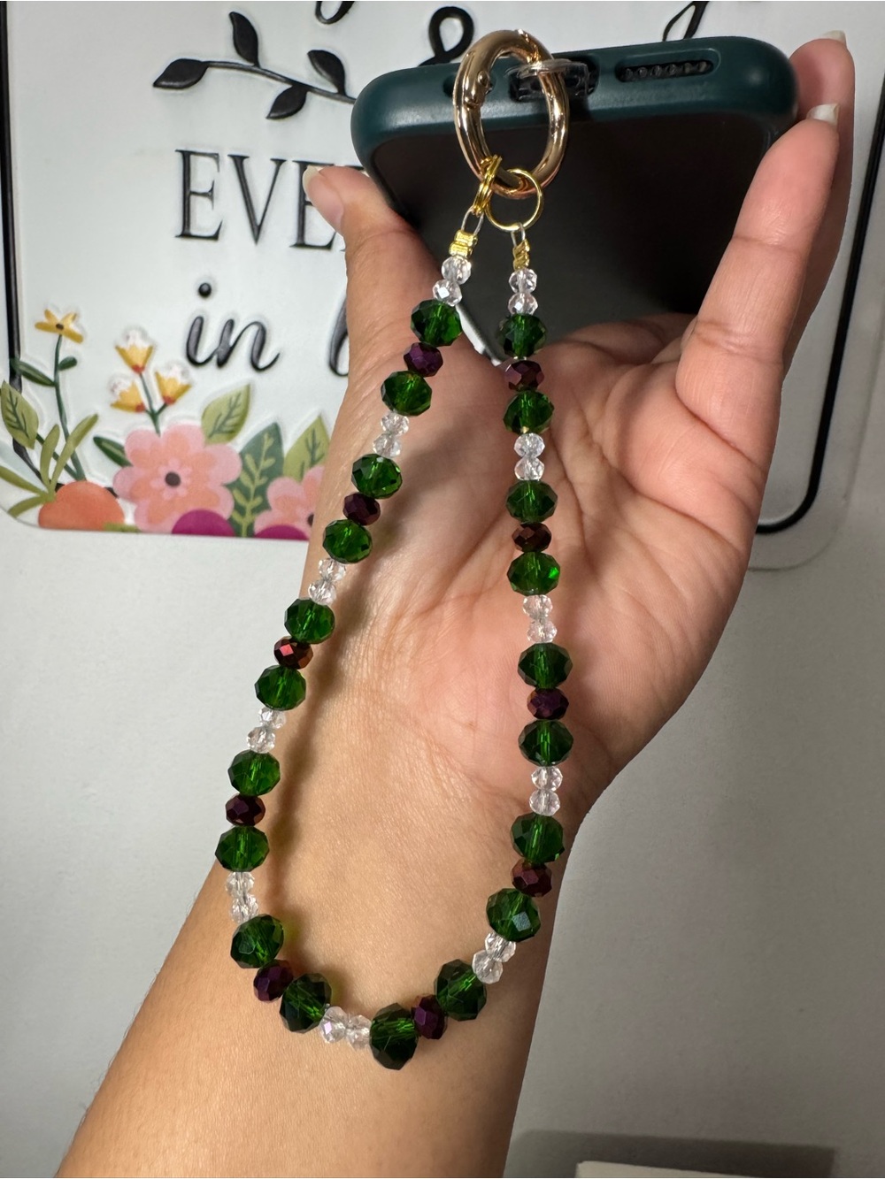 Green & Tan Fancy Phone/Key/Bag Chain #P1111 - Picture 11 of 13